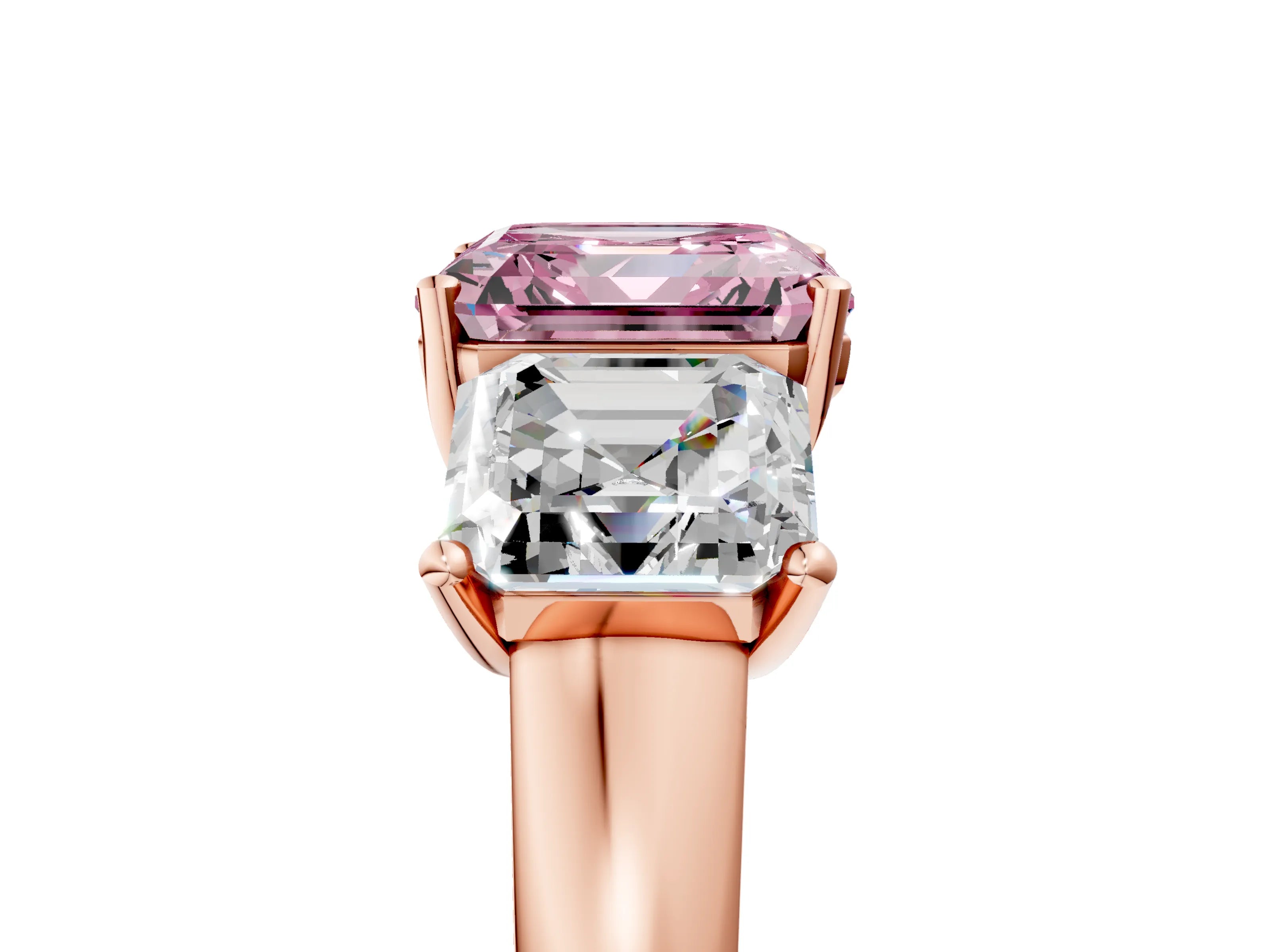 Rose gold Three-Stone Fancy Pink Asscher Cut Cut Solitaire Ring with Classic Prong Setting_5