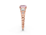 Rose gold Three-Stone Fancy Pink Asscher Cut Diamond Braided Band Ring with Four-Prong Setting_51