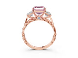 Rose gold Three-Stone Fancy Pink Asscher Cut Diamond Braided Band Ring with Four-Prong Setting_52