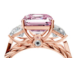 Rose gold Three-Stone Fancy Pink Asscher Cut Diamond Braided Band Ring with Four-Prong Setting_53