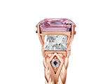Rose gold Three-Stone Fancy Pink Asscher Cut Diamond Braided Band Ring with Four-Prong Setting_54