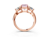 Rose gold Three-Stone Fancy Pink Asscher Cut Diamond Channel Set Engagement Ring with Prong Setting_15