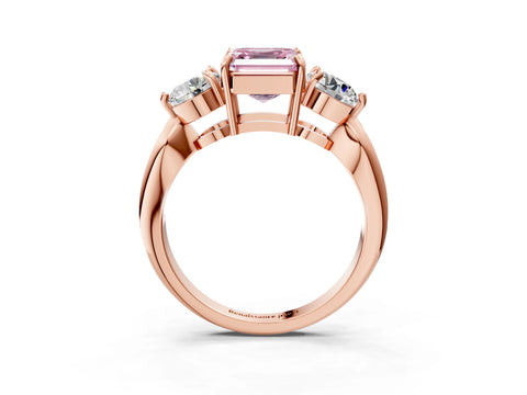 Rose gold Three-Stone Fancy Pink Asscher Cut Diamond Channel Set Engagement Ring with Prong Setting_15