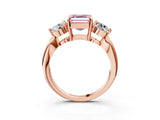 Rose gold Three-Stone Fancy Pink Asscher Cut Diamond Channel Set Engagement Ring with Prong Setting_3