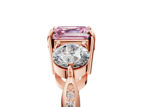 Rose gold Three-Stone Fancy Pink Asscher Cut Diamond Channel Set Engagement Ring with Prong Setting_5