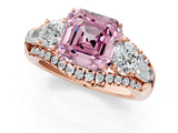 Rose gold Three-Stone Fancy Pink Asscher Cut Diamond Engagement Ring with Pave Band and Prong Setting_13