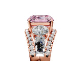 Rose gold Three-Stone Fancy Pink Asscher Cut Diamond Engagement Ring with Pave Band and Prong Setting_5