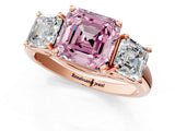 Rose gold Three-Stone Fancy Pink Asscher Cut Diamond Engagement Ring with Prong Setting_4