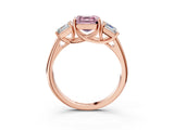 Rose gold Three-Stone Fancy Pink Asscher Cut Diamond Engagement Ring with Prong Setting_6