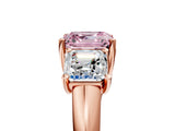 Rose gold Three-Stone Fancy Pink Asscher Cut Diamond Engagement Ring with Prong Setting_8