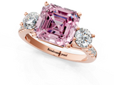 Rose gold Three-Stone Fancy Pink Asscher  Cut Diamond Pavé Band with Four-Prong Setting_1