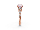 Rose gold Three-Stone Fancy Pink Asscher  Cut Diamond Pavé Band with Four-Prong Setting_2