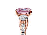 Rose gold Three-Stone Fancy Pink Asscher  Cut Diamond Pavé Band with Four-Prong Setting_5