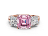 Rose gold Three-Stone Fancy Pink Asscher  Cut Diamond Ring with Channel-Set Band and Four-Prong Setting_17