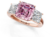 Rose gold Three-Stone Fancy Pink Asscher  Cut Diamond Ring with Channel-Set Band and Four-Prong Setting_18