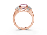 Rose gold Three-Stone Fancy Pink Asscher  Cut Diamond Ring with Channel-Set Band and Four-Prong Setting_20