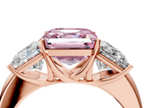 Rose gold Three-Stone Fancy Pink Asscher  Cut Diamond Ring with Channel-Set Band and Four-Prong Setting_21