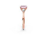 Rose gold Three-Stone Fancy Pink Asscher Cut Diamond Ring with Pear  Side Stones in Four-Prong Setting_14