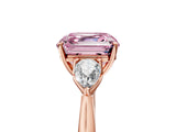 Rose gold Three-Stone Fancy Pink Asscher Cut Diamond Ring with Pear  Side Stones in Four-Prong Setting_17