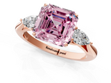 Rose gold Three-Stone Fancy Pink Asscher  Cut Diamond Ring with Pear Side Stones in Four-Prong Setting_18