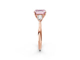 Rose gold Three-Stone Fancy Pink Asscher Cut Diamond Ring with Pear  Side Stones in Four-Prong Setting_50