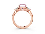 Rose gold Three-Stone Fancy Pink Asscher Cut Diamond Ring with Pear  Side Stones in Four-Prong Setting_51