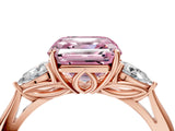 Rose gold Three-Stone Fancy Pink Asscher Cut Diamond Ring with Pear  Side Stones in Four-Prong Setting_52