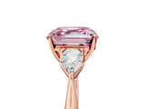 Rose gold Three-Stone Fancy Pink Asscher Cut Diamond Ring with Pear  Side Stones in Four-Prong Setting_53