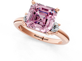 Rose gold Three-Stone Fancy Pink Asscher  Cut Diamond Solitaire with Prong Setting and Classic Band_1