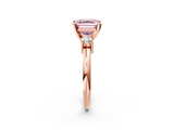 Rose gold Three-Stone Fancy Pink Asscher  Cut Diamond Solitaire with Prong Setting and Classic Band_2