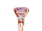 Rose gold Three-Stone Fancy Pink Asscher  Cut Diamond Solitaire with Prong Setting and Classic Band_5