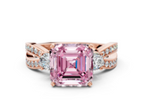 Rose gold Three-Stone Fancy Pink Asscher  Cut Diamond Twist Band with Prong Setting_18