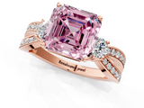 Rose gold Three-Stone Fancy Pink Asscher  Cut Diamond Twist Band with Prong Setting_19