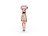 Rose gold Three-Stone Fancy Pink Asscher  Cut Diamond Twist Band with Prong Setting_20