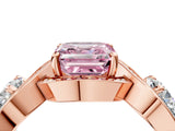 Rose gold Three-Stone Fancy Pink Asscher Cut Diamond Wave Pave Band with Prong Setting_4