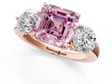 Rose gold Three-Stone Fancy Pink Asscher  Cut Solitaire Ring with Prong Setting on a Classic Band_37