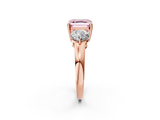 Rose gold Three-Stone Fancy Pink Asscher  Cut Solitaire Ring with Prong Setting on a Classic Band_38