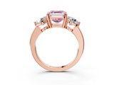 Rose gold Three-Stone Fancy Pink Asscher  Cut Solitaire Ring with Prong Setting on a Classic Band_39