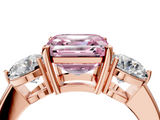 Rose gold Three-Stone Fancy Pink Asscher  Cut Solitaire Ring with Prong Setting on a Classic Band_40