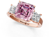 Rose gold Three-Stone Fancy Pink Asscher  Cut Solitaire Ring with Prong Setting_4