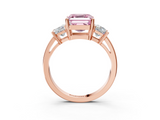 Rose gold Three-Stone Fancy Pink Asscher  Cut Solitaire Ring with Prong Setting_6