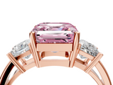 Rose gold Three-Stone Fancy Pink Asscher  Cut Solitaire Ring with Prong Setting_7