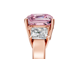 Rose gold Three-Stone Fancy Pink Asscher  Cut Solitaire Ring with Prong Setting_8