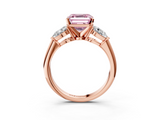 Rose gold Three-Stone Fancy Pink Asscher  Diamond Ring with Pear Side Stones in Four-Prong Setting_20