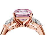 Rose gold Three-Stone Fancy Pink Asscher  Diamond Ring with Pear Side Stones in Four-Prong Setting_21