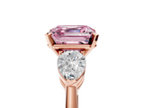 Rose gold Three-Stone Fancy Pink Asscher  Diamond Ring with Pear Side Stones in Four-Prong Setting_22