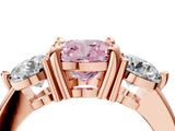 Rose gold Three-Stone Fancy Pink Cushion  Brilliant Cut Solitaire Ring with Prong Setting on a Classic Band 5