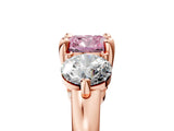 Rose gold Three-Stone Fancy Pink Cushion  Brilliant Cut Solitaire Ring with Prong Setting on a Classic Band