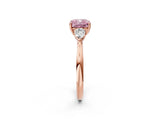 Rose gold Three-Stone Fancy Pink Cushion Cut Brilliant Diamond Solitaire Ring with Tapered Band and Four-Prong Setting_5