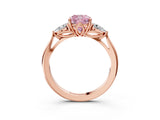 Rose gold Three-Stone Fancy Pink Cushion Cut Brilliant Diamond Solitaire Ring with Tapered Band and Four-Prong Setting_6
